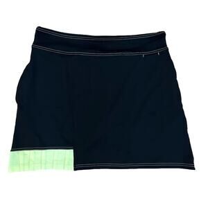 Antigua Golf Pleated Athletic Skort Black Yellow Pockets Sz L Tennis Activewear